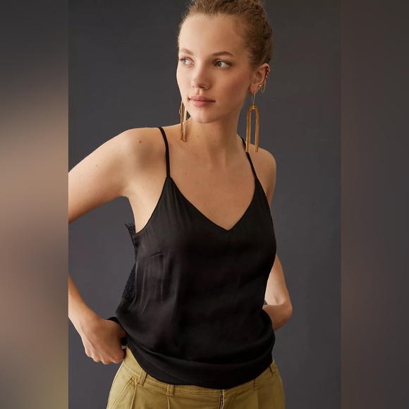 NWT! Current Air x Anthropologie Sexy Elegant Feminine Lace Cami Black Medium - Picture 3 of 9